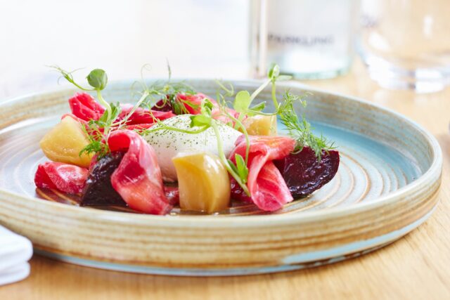 Beautifully plated starter course from the Essex Gourmand menu at Galvin Green Man.