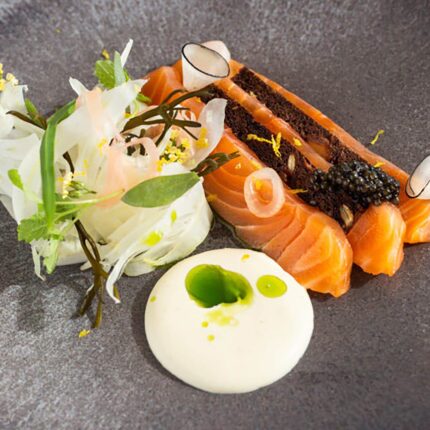 A beautifully plated, upscale British brunch favorite at Galvin Restaurants Mayfair.