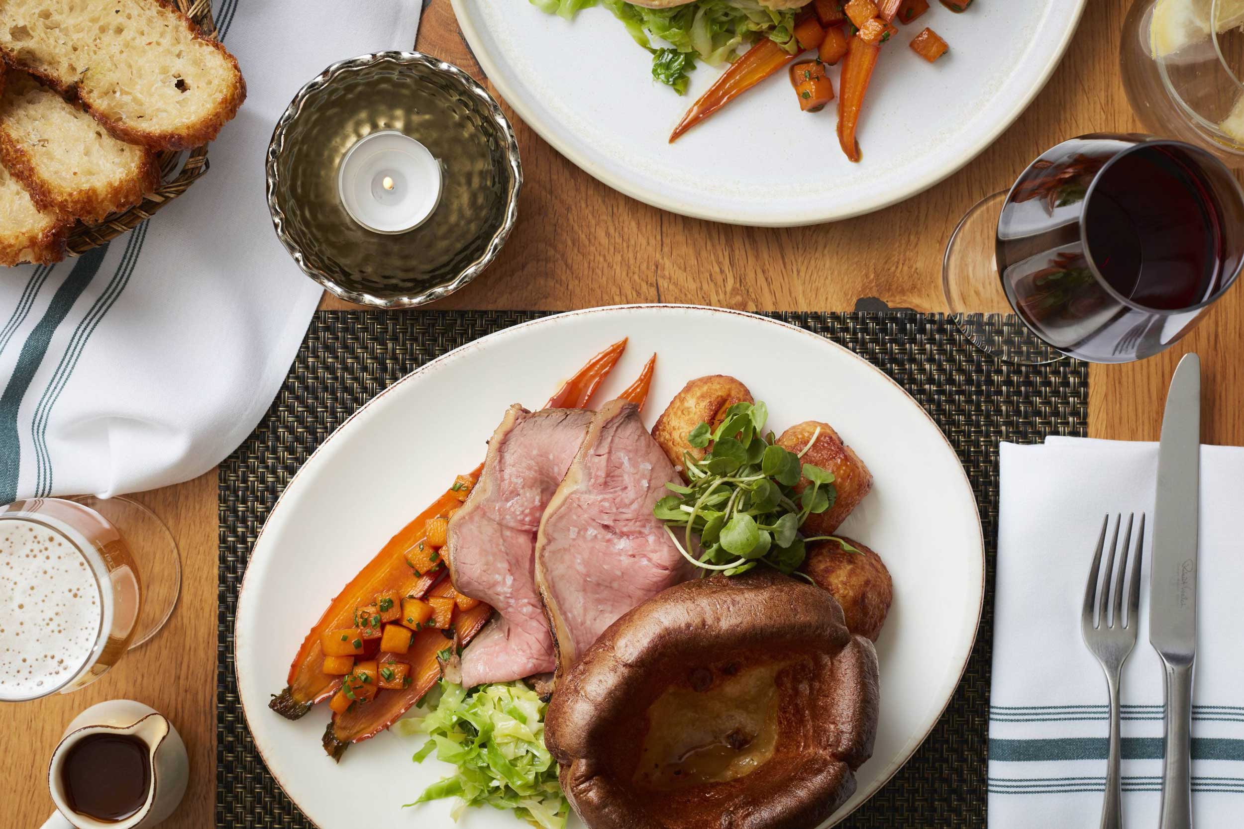 Perfectly pink roast sirloin of beef for an Easter family feast in Chelmsford, Essex.