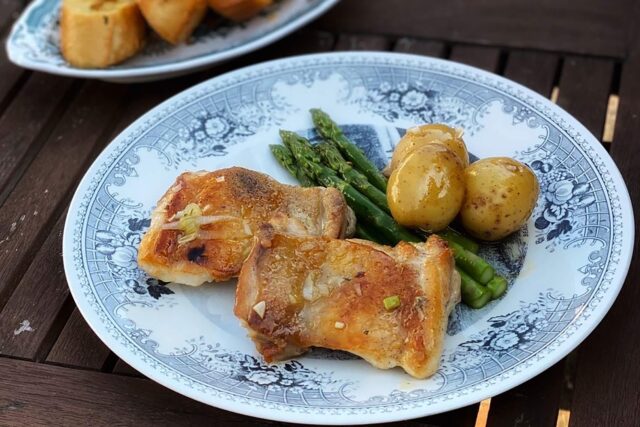 Galvin Restaurants: The finished lemon and honey chicken recipe served with fresh herbs.