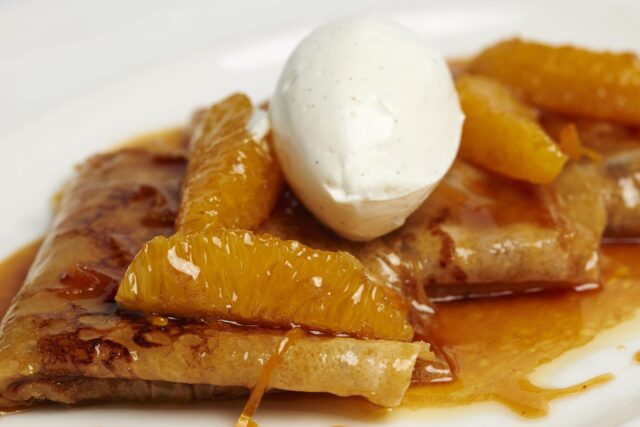 Classic French pancakes drizzled with Grand Marnier sauce by Chef Chris Galvin.