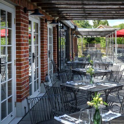 Enjoy outdoor dining and live music in the Galvin Green Man beer garden, Chelmsford.