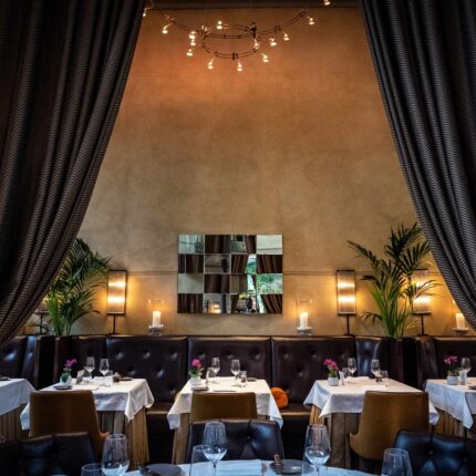 Intimate and atmospheric fine dining setting for a Valentine's date night at Galvin's.