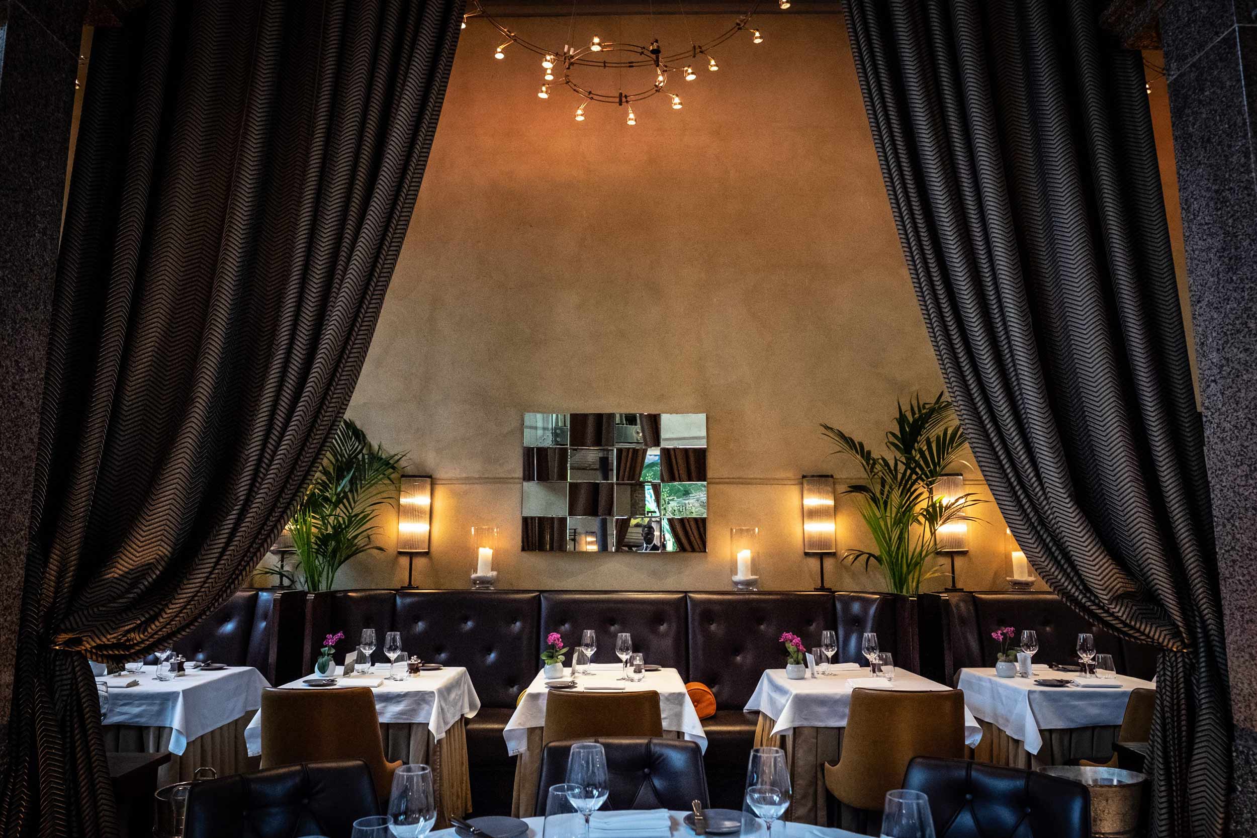 Intimate and atmospheric fine dining setting for a Valentine's date night at Galvin's.