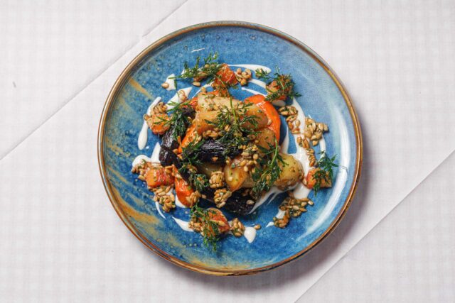 Michelin-starred vegetarian tasting menu dish by Chef Arturo Granato at Galvin La Chapelle.