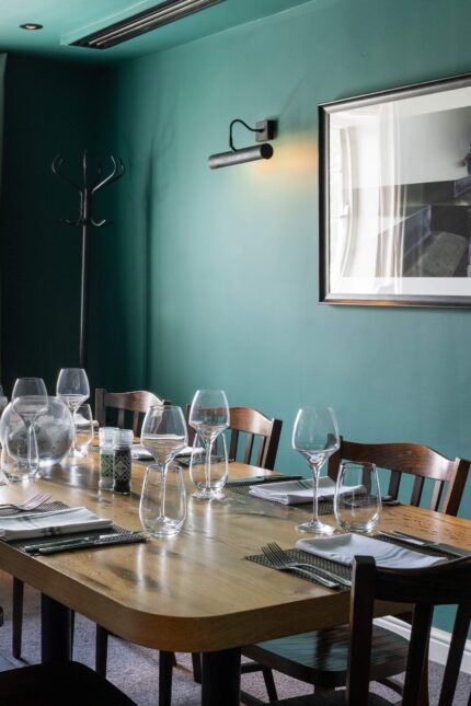 Bespoke private dining at Galvin Green Man, Essex, featuring the unique Maldon Salt Room.