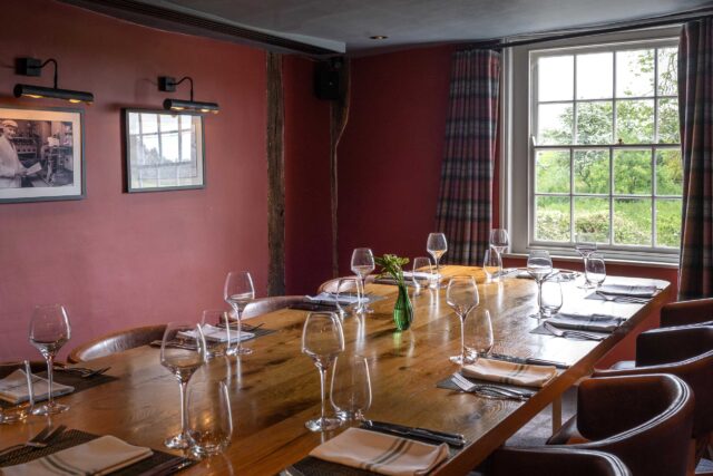 Intimate wedding breakfast in the Marriages Room at Galvin Green Man, Chelmsford.