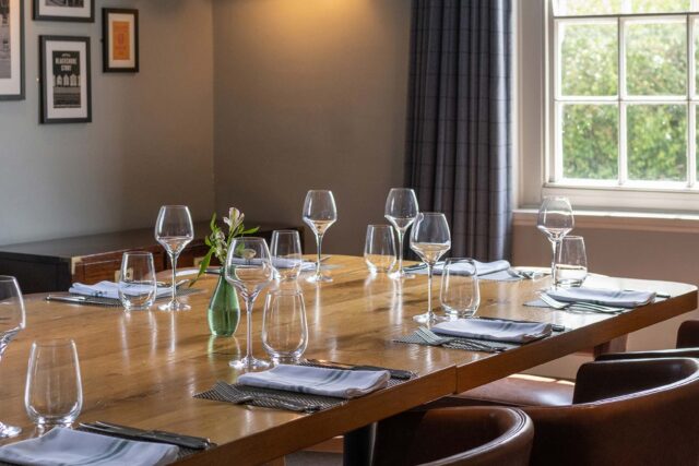Private Dining at Restaurant Pub Essex Galvin Green Man, the Adnams Room has been decorated in partnership with Adnams Southwold.