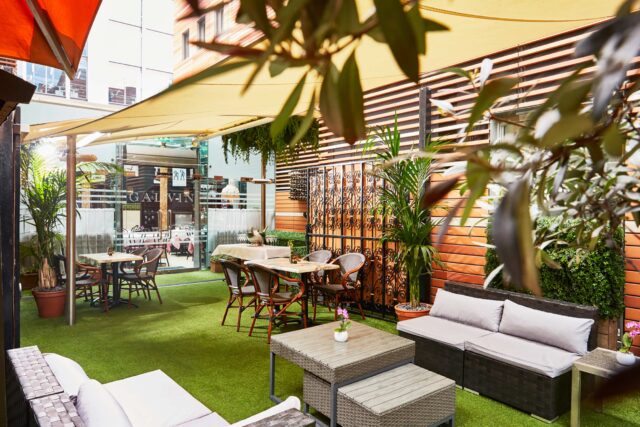 Enjoy drinks and canapés in the private garden at Galvin Bistrot & Bar near Liverpool Street.