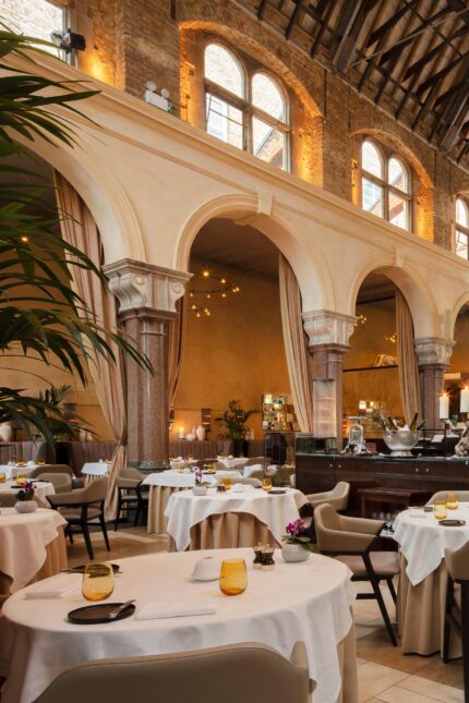 Mediterranean restaurant in Bishopsgate three course set menu experience for two, Michelin-starred meal at Galvin La Chapelle.