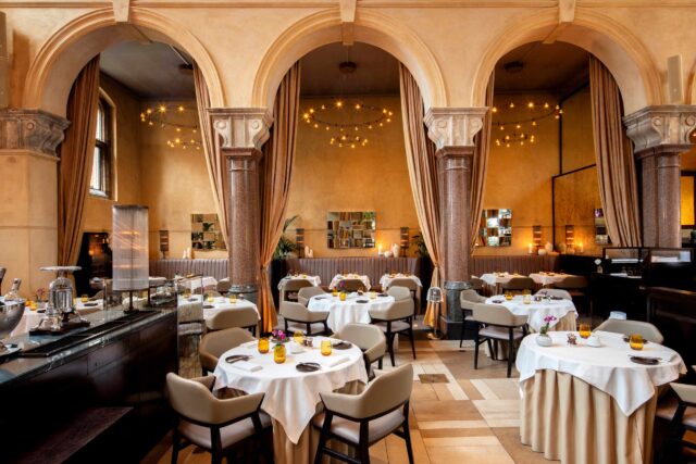 Pouring a premium Vincent Girardin Burgundy wine at the Galvin Bishopsgate dinner.