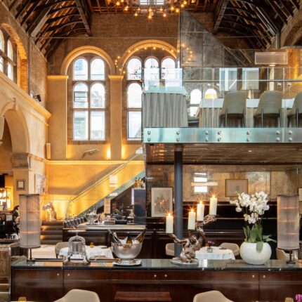 The intimate, beautifully lit private event space at Galvin La Chapelle London.