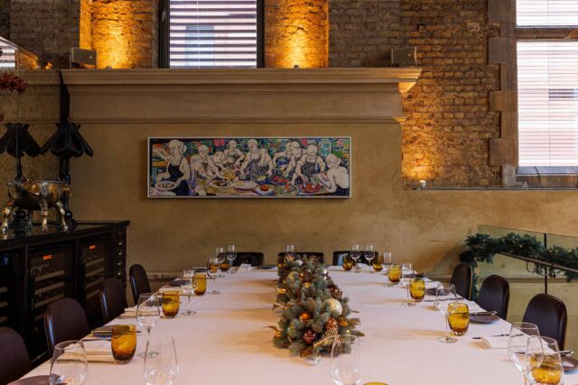 The stunning festive private dining room dressed for Christmas at Galvin La Chapelle.
