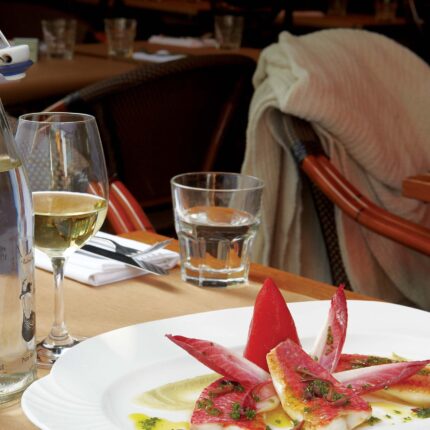 Friends gathering for a lively Mediterranean-style birthday celebration at Galvin's.