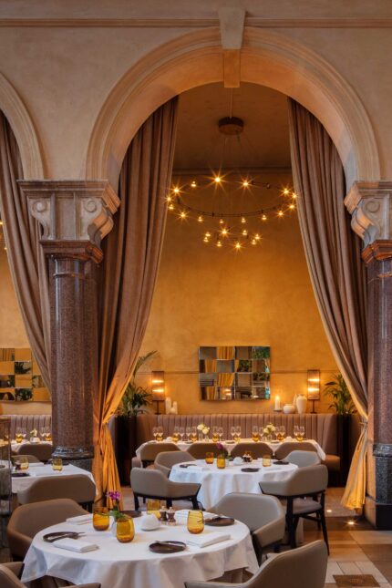 Mediterranean restaurant in Bishopsgate three course set menu experience for two, Michelin-starred meal at Galvin La Chapelle.