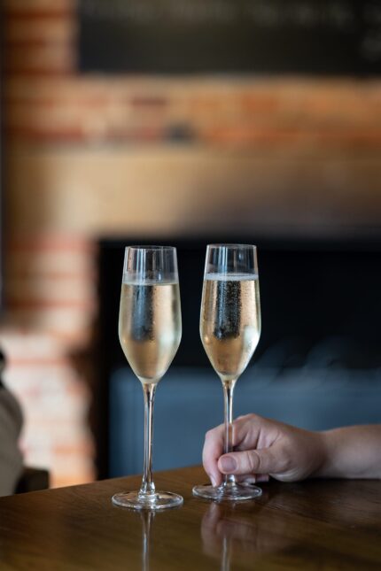 Pouring an award-winning Danbury Ridge English sparkling wine at Galvin Green Man.