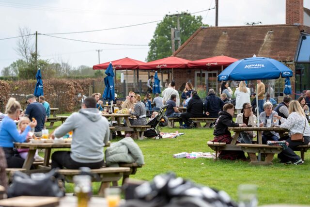 The beautiful expansive country pub garden at Galvin Green Man near Braintree.