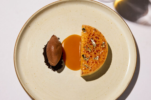 Rich chocolate ganache dessert creation from the Galvin midday lunch selection.