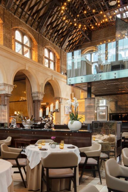 Mediterranean restaurant in Bishopsgate London, chef’s tasting menu for two Michelin-starred meal at Galvin La Chapelle.