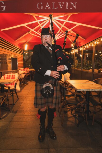 The vibrant, high-energy pub dining atmosphere during Burns Night at Galvin Bistrot & Bar.